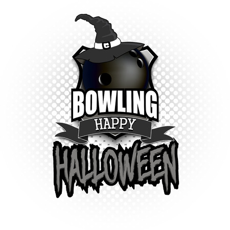 Halloween pattern. Bowling logo template design. Volleyball ball with witch hat. Pattern for banner, poster, greeting card, party invitation. Vector illustrationのイラスト素材