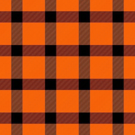 Halloween Tartan plaid. Scottish pattern in orange and black cage. Scottish cage. Traditional Scottish checkered background. Seamless fabric texture. Vector illustrationのイラスト素材