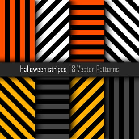 Set of patterns for Halloween stripes background. Seamless fabric texture. Vector illustrationのイラスト素材