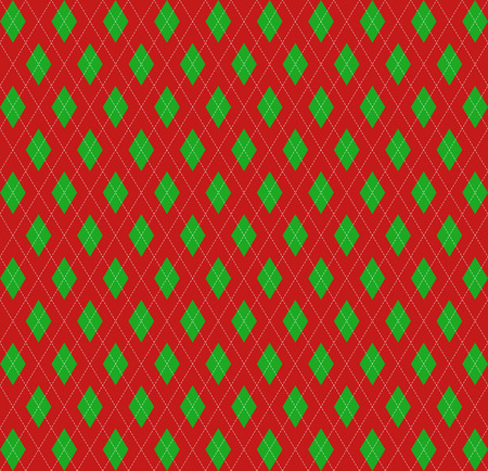 Christmas and new year Argyle plaid. Scottish pattern in red and green rhombuses. Scottish cage. Traditional Scottish background of diamonds. Seamless fabric texture. Vector illustrationのイラスト素材
