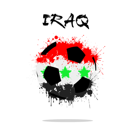 Abstract soccer ball from blots painted in the colors of the Iraq flag. Vector illustrationのイラスト素材