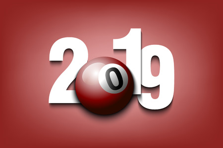 New Year numbers 2019 and billiard ball on an isolated background. Creative design pattern for greeting card, banner, poster, flyer, party invitation, calendar. Vector illustrationのイラスト素材