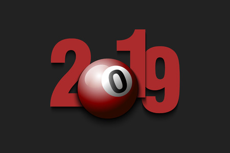 New Year numbers 2019 and billiard ball on an isolated background. Creative design pattern for greeting card, banner, poster, flyer, party invitation, calendar. Vector illustrationのイラスト素材