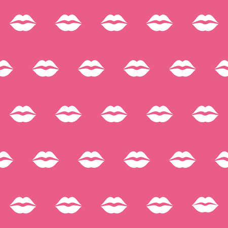 Seamless pattern with female lips on pink background. Valentine day background. Print for paper wrapping, textile, fabric, cosmetic background. Vector illustrationのイラスト素材