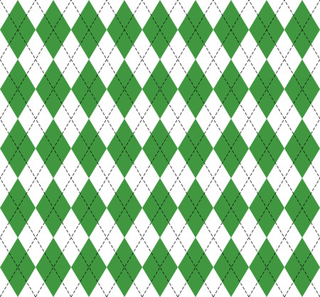 St. Patricks day Argyle plaid. Scottish pattern in green and white rhombuses. Scottish cage....