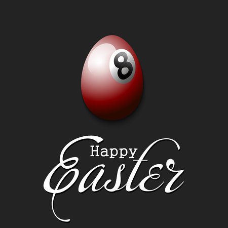 Happy Easter. Decorated egg in the form of a billiard ball with vintage lettering on an isolated background. Pattern for greeting card, banner, poster, flyer, ad, invitation. Vector illustrationのイラスト素材