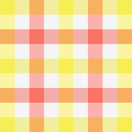 Easter Tartan plaid. Scottish pattern in red, yellow and white cage. Scottish cage. Traditional Scottish checkered background. Seamless fabric texture. Vector illustrationのイラスト素材