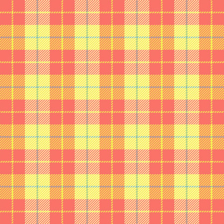 Easter Tartan plaid. Scottish pattern in red and yellow cage. Scottish cage. Traditional Scottish checkered background. Seamless fabric texture. Vector illustrationのイラスト素材