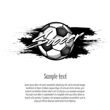 Grunge soccer background. Abstract soccer ball on the background of blots. Soccer design pattern. Vector illustrationのイラスト素材