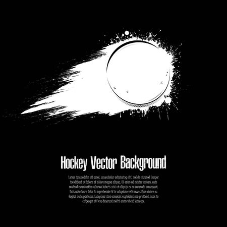 Grunge hockey background. Abstract hockey puck made from blots. Hockey design pattern. Vector illustrationのイラスト素材