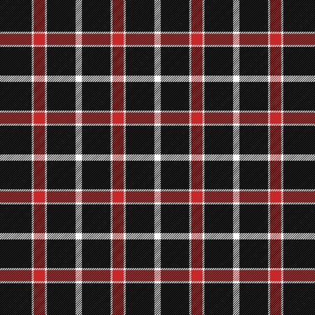 Tartan plaid. Scottish pattern in black, red and white cage. Scottish cage. Traditional Scottish checkered background. Seamless fabric texture. Vector illustrationのイラスト素材