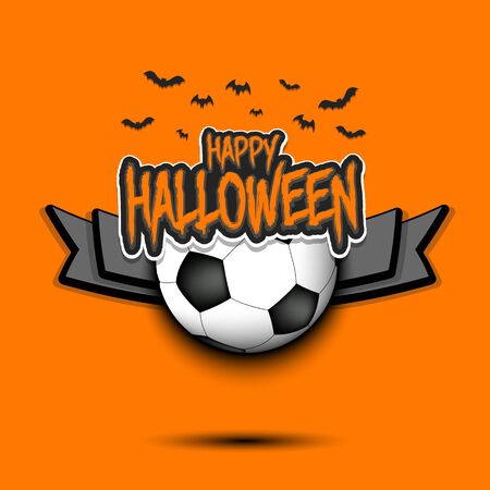 Happy Halloween pattern. Football template design. Soccer ball and bat. Design pattern for banner, poster, greeting card, flyer, party invitation.のイラスト素材