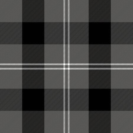 Halloween Tartan plaid. Scottish pattern in black, gray and white cage. Scottish cage. Traditional Scottish checkered background. Seamless fabric texture.のイラスト素材