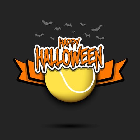 Happy Halloween pattern. Tennis template design. Tennis ball and bat. Design pattern for banner, poster, greeting card, flyer, party invitation.のイラスト素材