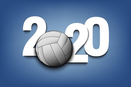 New Year numbers 2020 and volleyball ball on an isolated background. Creative design pattern for greeting card, banner, poster, flyer, party invitation, calendar. Vector illustrationのイラスト素材