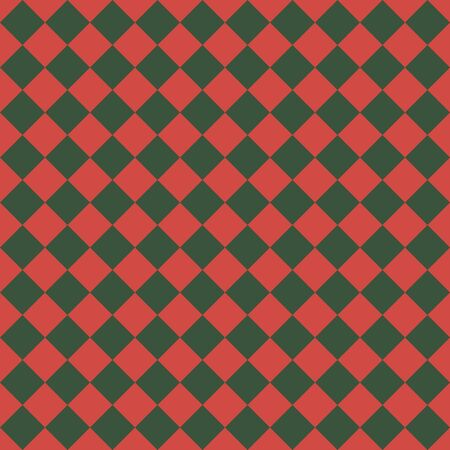 Pattern of red and green rhombuses. Diagonal checkered background. Diagonal Chess pattern. Argyle plaid. Seamless fabric texture.のイラスト素材