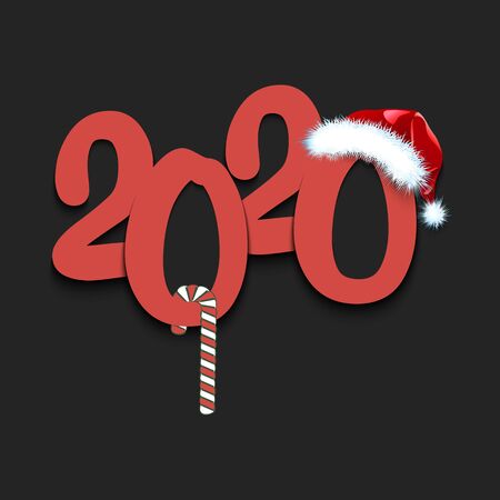 Greeting card design template with for 2020 new year on an isolated background. Merry Christmas and...