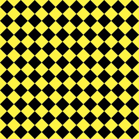 Pattern of black and yellow rhombuses. Diagonal checkered background. Diagonal Chess pattern. Argyle plaid. Seamless fabric texture. Vector illustrationのイラスト素材