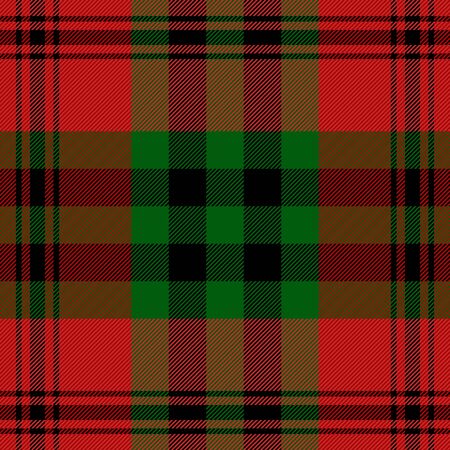 Tartan plaid. Scottish pattern in black, red and green cage. Scottish cage. Traditional Scottish checkered background. Seamless fabric texture. Vector illustrationのイラスト素材