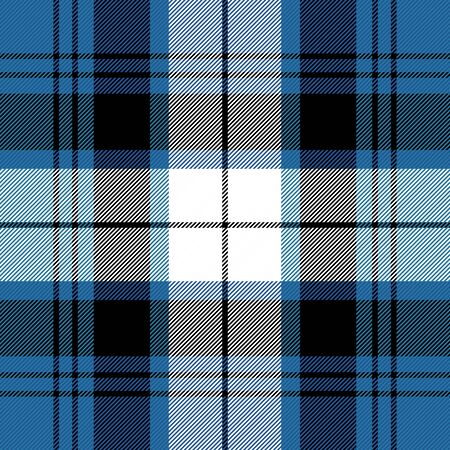 Tartan plaid. Scottish pattern in black, blue and white cage. Scottish cage. Traditional Scottish checkered background. Seamless fabric texture. Vector illustrationのイラスト素材