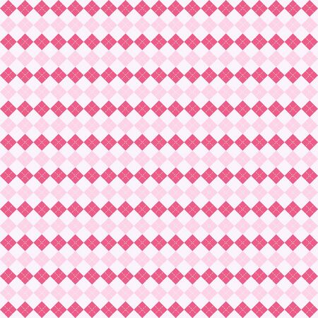 Valentines day Argyle plaid. Scottish pattern in red, pink and white rhombuses. Scottish cage. Traditional Scottish background of diamonds. Seamless fabric texture. Vector illustrationのイラスト素材