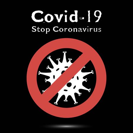 Stop Coronavirus. Covid-19. 2019-nCov. Pattern Design for icon, symbol, banner on isolated background. Flat style. Vector Illustrationのイラスト素材