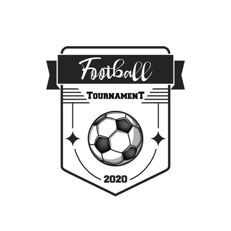 Soccer logo design template. Football emblem pattern. Vintage style on isolated background. Print on t-shirt graphics. Vector illustrationのイラスト素材