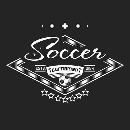 Soccer logo design template. Football emblem pattern. Vintage style on isolated background. Print on t-shirt graphics. Vector illustrationのイラスト素材