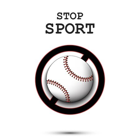 Sign stop and baseball ball. Stop sport. Cancellation of sports tournaments. Pattern design. Vector illustrationのイラスト素材