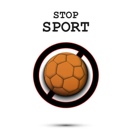 Sign stop and handball ball. Stop sport. Cancellation of sports tournaments. Pattern design. Vector illustrationのイラスト素材