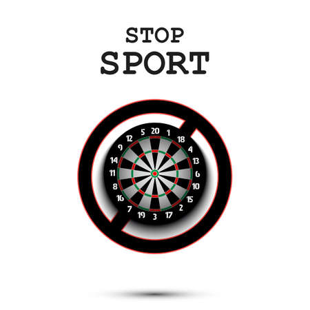 Sign stop and dartboard. Stop sport. Cancellation of sports tournaments. Pattern design. Vector illustrationのイラスト素材