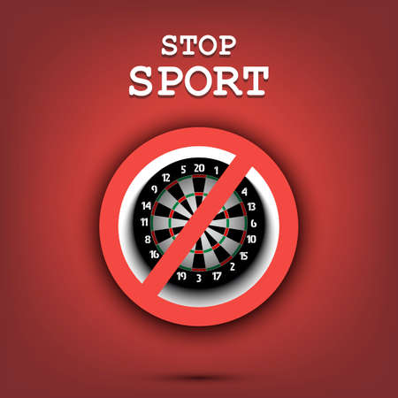 Sign stop and dartboard. Stop sport. Cancellation of sports tournaments. Pattern design. Vector illustrationのイラスト素材
