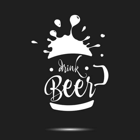 Drink beer typography. Beer logo template design. Grunge Style. Beer advertising. Vector  illustrationのイラスト素材