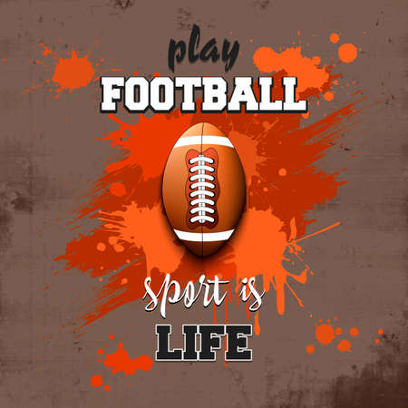 Football ball icon. Play football. Sport is life. Pattern for design poster,  emblem, label, banner, icon. Football template on isolated background. Grunge style. Vector illustrationのイラスト素材