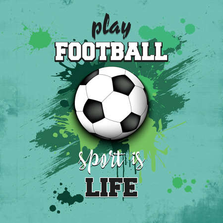 Soccer ball icon. Play football. Sport is life.  Football template on isolated background. Grunge style. Vector illustrationのイラスト素材