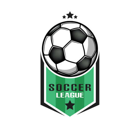 Soccer logo design template. Football emblem pattern. Vintage style on isolated background. Print on t-shirt graphics. Vector illustrationのイラスト素材