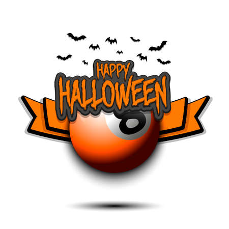 Happy Halloween pattern. Billiard template design. Billiard ball and bat. Design pattern for banner, poster, greeting card, flyer, party invitation. Vector illustrationのイラスト素材