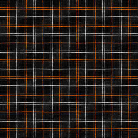 Halloween Tartan plaid. Scottish pattern in black, orange and white cage. Scottish cage. Traditional Scottish checkered background. Seamless fabric texture. Vector illustrationのイラスト素材