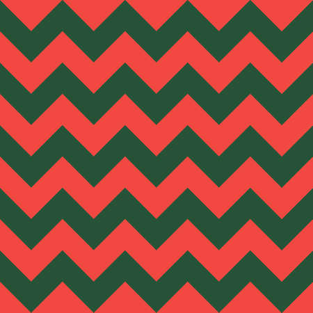 Zig zag Christmas and new year pattern. Regular chevron stripes of red and green color. Classic zigzag lines abstract geometry background. Seamless texture print. Vector illustrationのイラスト素材