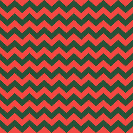 Zig zag Christmas and new year pattern. Regular chevron stripes of red and green color. Classic zigzag lines abstract geometry background. Seamless texture print. Vector illustrationのイラスト素材