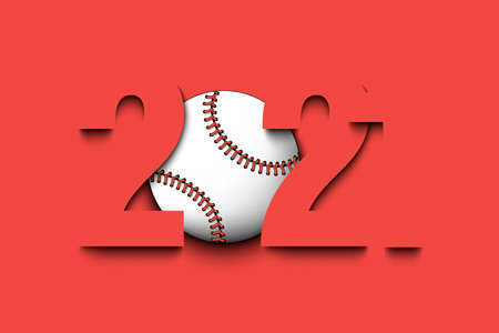 New Year numbers 2020 and baseball ball on an isolated background. Creative design pattern for greeting card, banner, poster, flyer, party invitation, calendar. Vector illustrationのイラスト素材