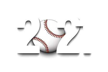 New Year numbers 2020 and baseball ball on an isolated background. Creative design pattern for greeting card, banner, poster, flyer, party invitation, calendar. Vector illustrationのイラスト素材