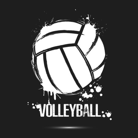 Volleyball ball icon. Abstract volleyball ball for design, emblem, label, banner. Volleyball template on isolated background. Grunge style. Vector illustrationのイラスト素材
