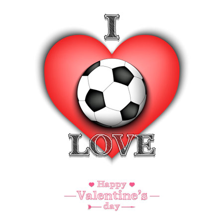 I love soccer. Happy Valentines Day. Design pattern on the football theme. Vector illustrationのイラスト素材