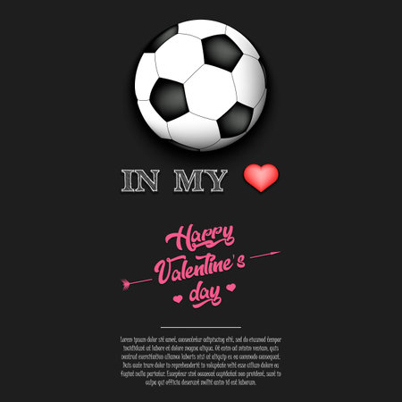 Soccer in my heart. Happy Valentines Day. Design pattern on the football theme. Vector illustrationのイラスト素材