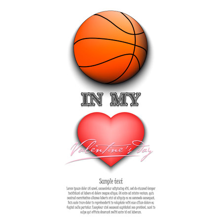Basketball in my heart. Happy Valentines Day. Design pattern on the basketball theme. Vector illustrationのイラスト素材