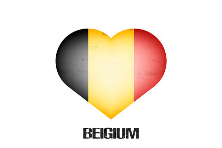 Heart with Belgian national flag colors. Flag of Belgium in the form of a heart made on an isolated background. Design pattern for greeting card on an Valentines day. Vector illustrationのイラスト素材