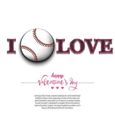 I love baseball. Happy Valentines Day. Design pattern on the baseball theme. Vector illustrationのイラスト素材
