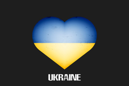 Heart with Ukrainian national flag colors. Flag of Ukraine in the form of a heart made on an isolated background. Design pattern for greeting card on an Valentines day. Vector illustrationのイラスト素材