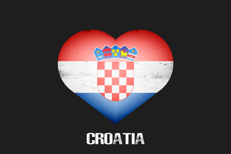 Heart with Croatian national flag colors. Flag of Croatia in the form of a heart made on an isolated background. Design pattern for greeting card on an Valentines day. Vector illustrationのイラスト素材